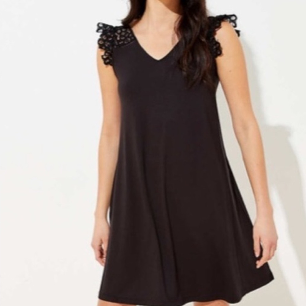 Loft lace ruffle swing dress